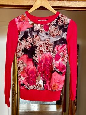 Ted Baker London Kathi floral angora blend sweater size 0